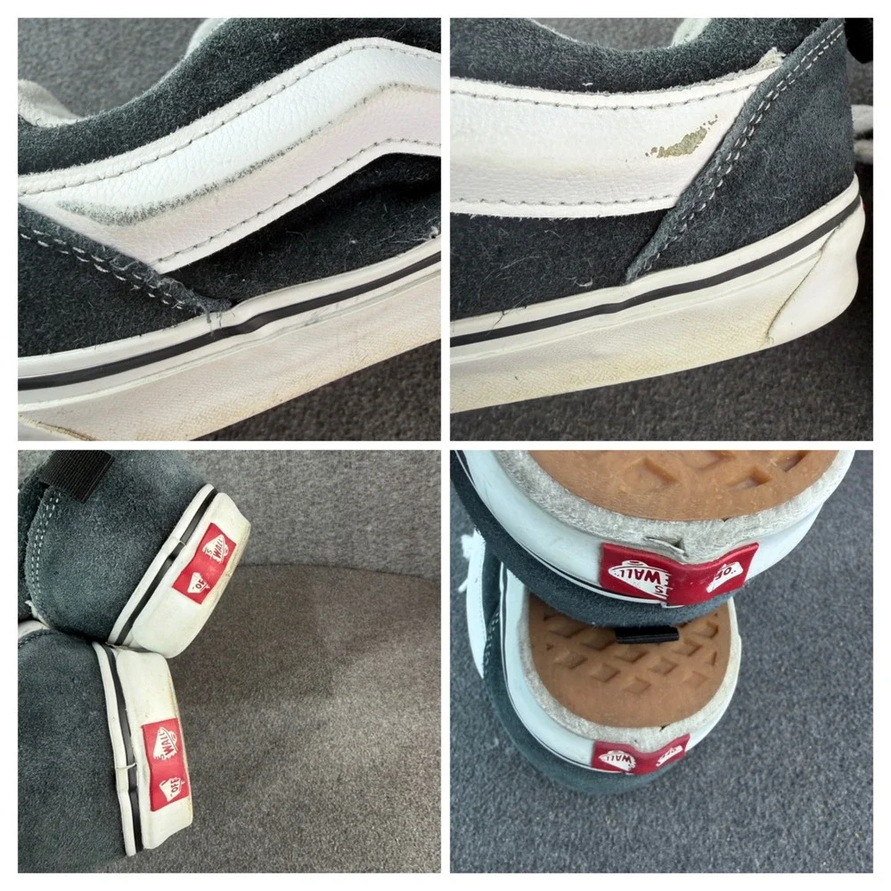 Vans Knu Skool Black White Suede Chunky Skate Shoes Mens 9.5 Low Top VN0009QC6BT